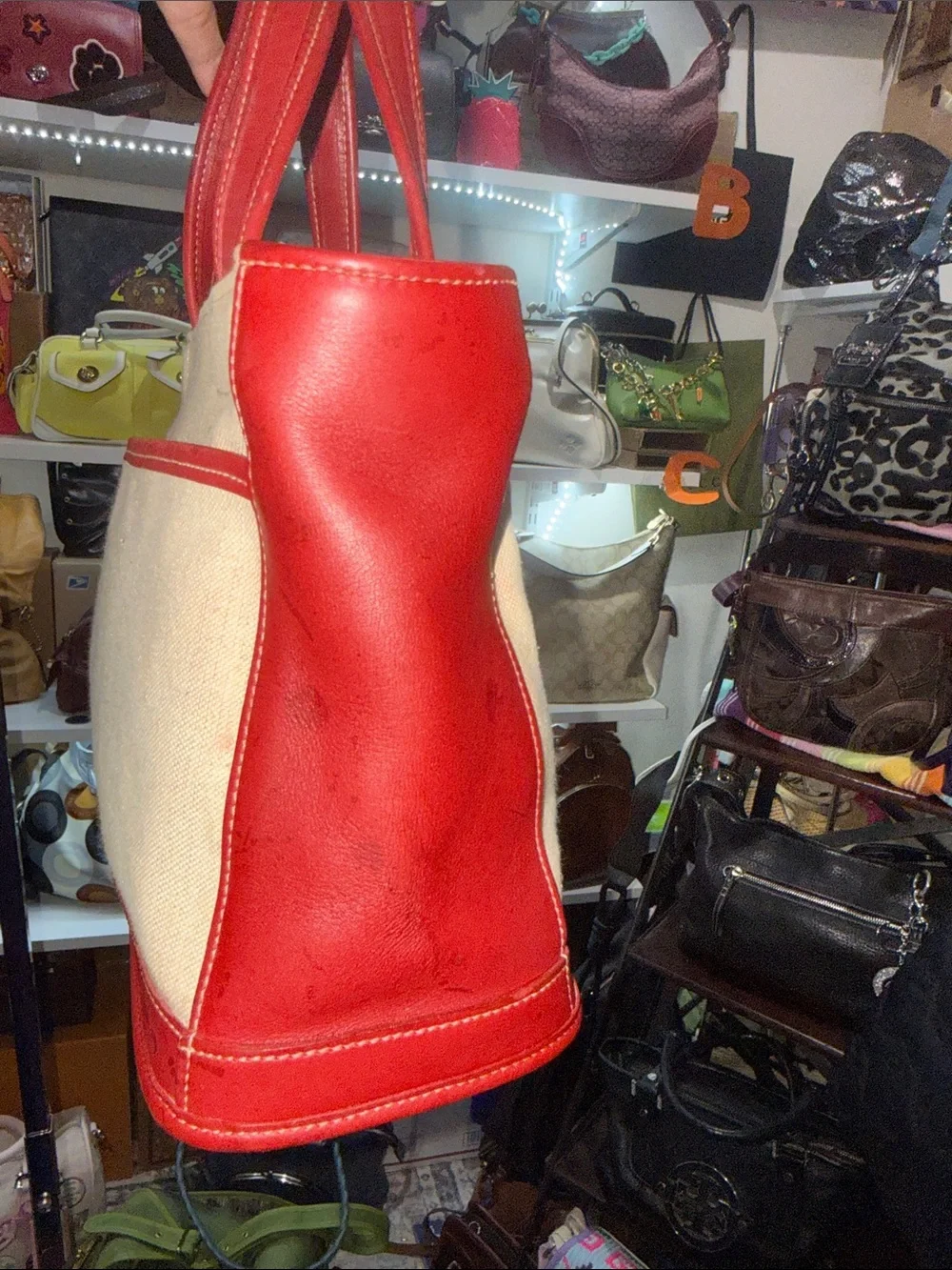 Coach vintage Hampton  Canvas small Tote with Red Trim - Women's Everyday Bag